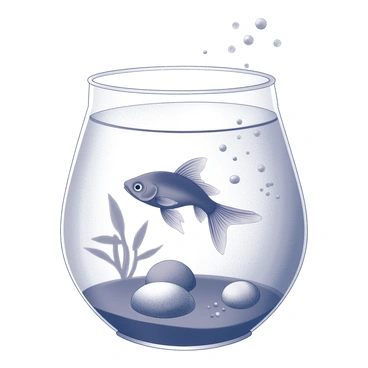 A betta fish swimming gracefully within a glass aquarium. The fish has flowing fins and vibrant body features against the backdrop of the tank. Inside the aquarium, there are decorative rocks and aquatic plants providing a natural habitat. Snowflakes are gently falling around the outside of the aquarium, creating a winter-themed atmosphere. The overall scene conveys a sense of calm and tranquility with the combination of the fish and the falling snowflakes.
