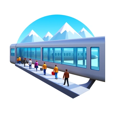 A jet bridge offering a scenic view of mountains in the distance as passengers board