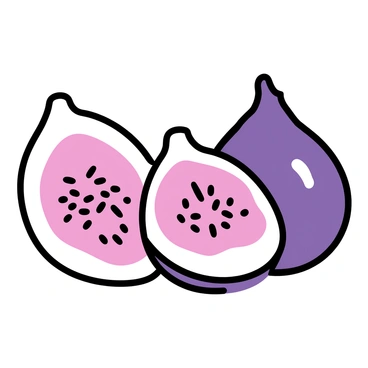 A close-up of freshly sliced figs, showcasing their round shape and smooth skin. The skin is a deep purple, contrasting with the vibrant pink interior. Each slice reveals tiny edible seeds and the moist, textured flesh. The light catches the surface, highlighting the juicy pulp and the delicate variations in color.