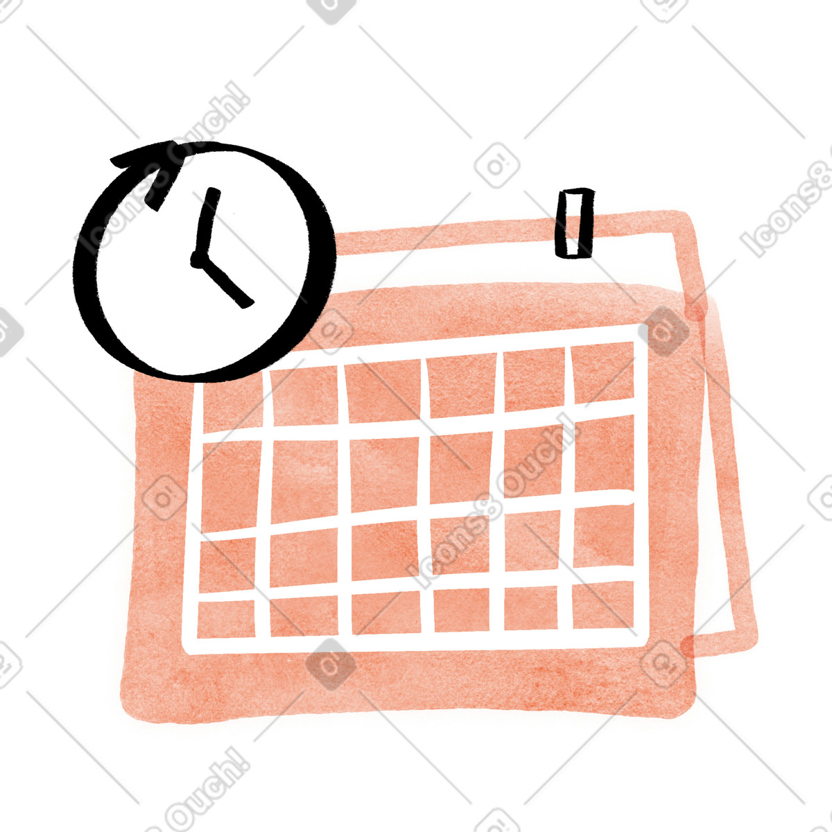 Анимированная иллюстрация Calendar deadline icon with clock emphasizing urgent schedule pressure в стиле Anthropic Claude Hand Drawn — скачать в форматах GIF, Lottie (JSON), AE
