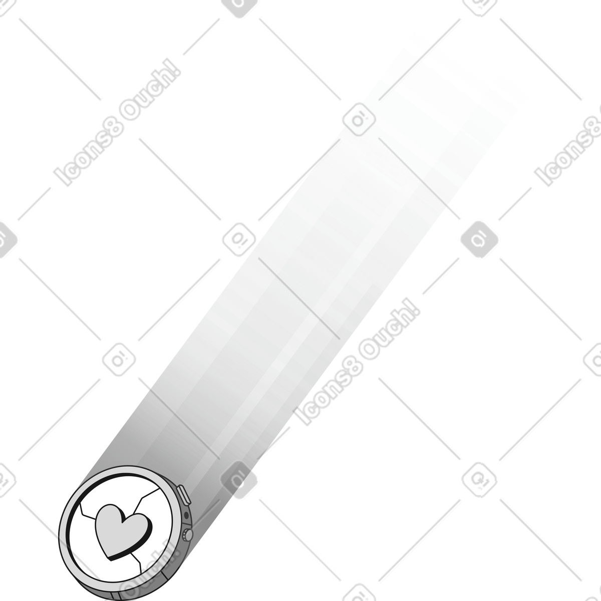 Ilustración Watch heart symbol projecting long diagonal light beam across space en estilo Futuristic a descargar en PNG y SVG