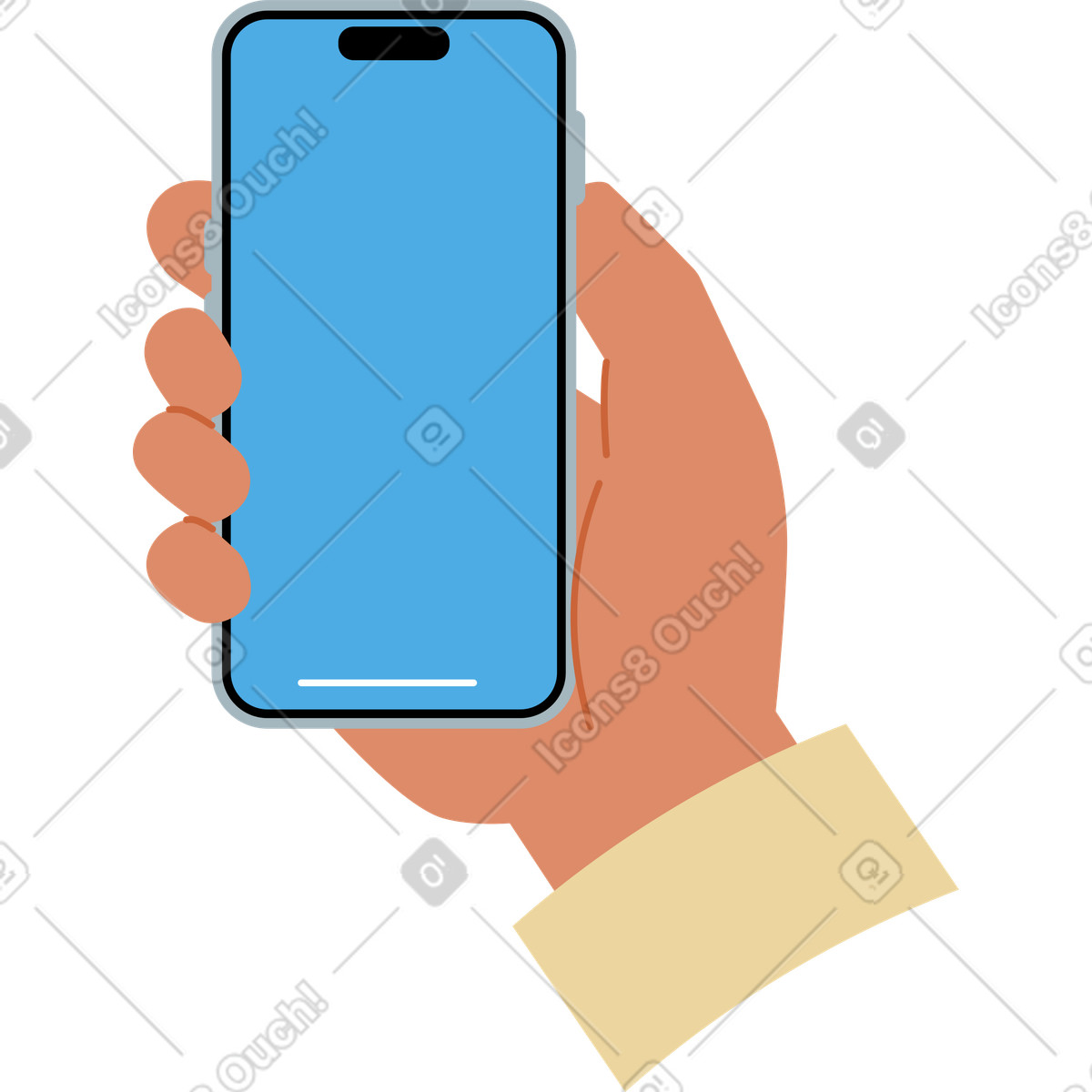 Mano che tiene il telefono illustrazione in stile Catchy scarica in PNG, SVG
