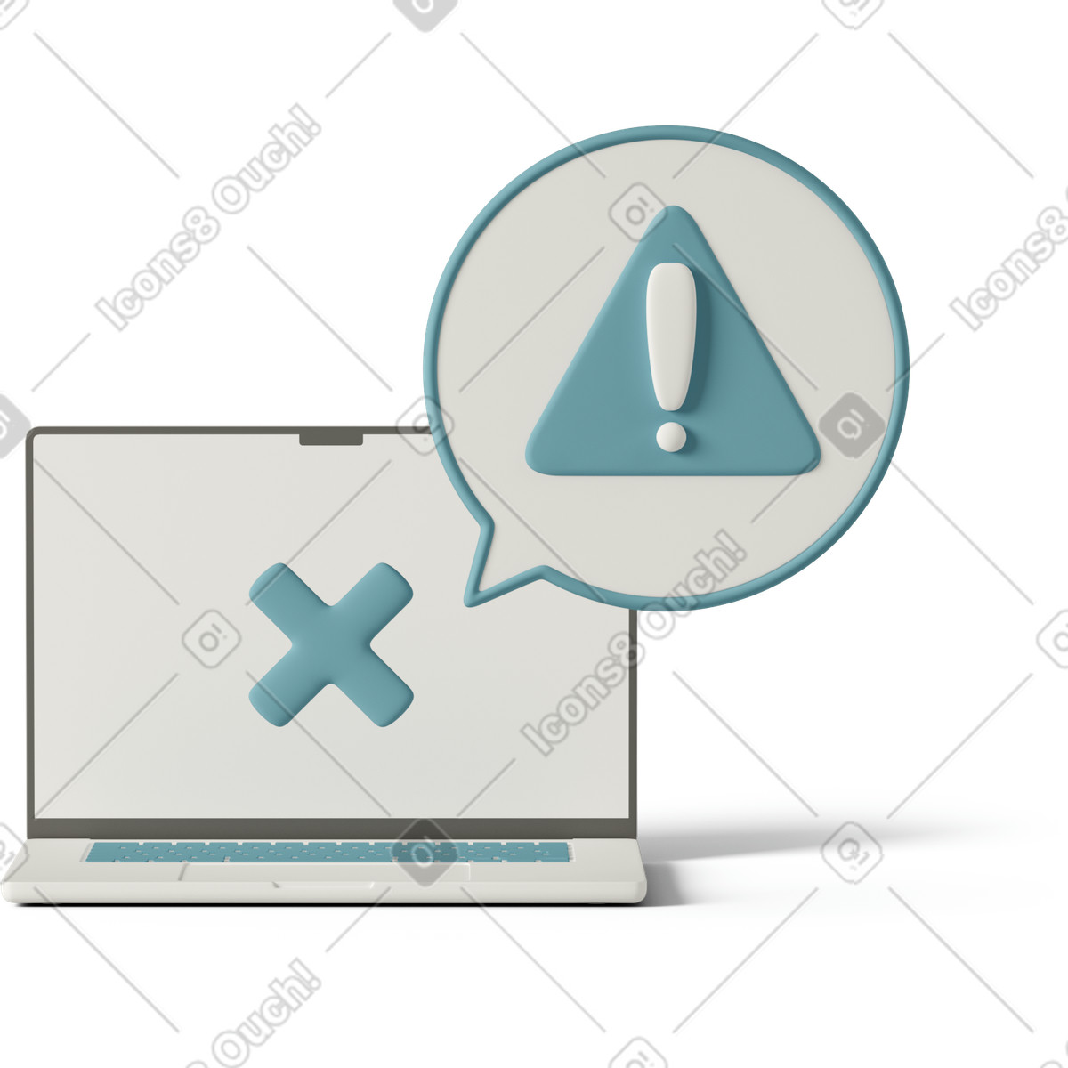 3D Casual life スタイルの Error warning on laptop background のイラストをPNG、SVG形式でダウンロード