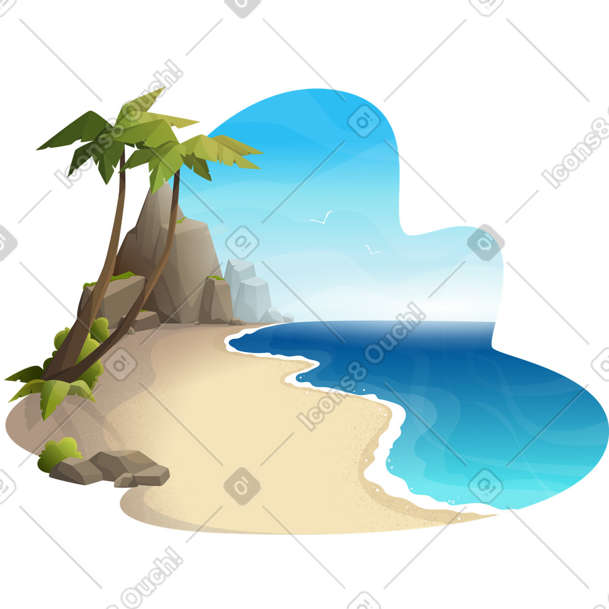 PNG, SVG 형식의 해변 배경 일러스트레이션