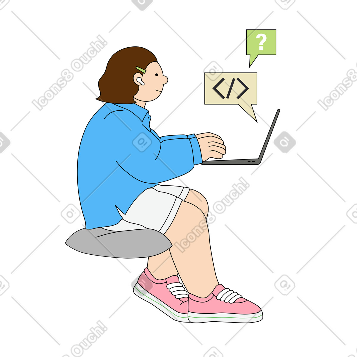 Developing software with focused attention illustration in PNG, SVG