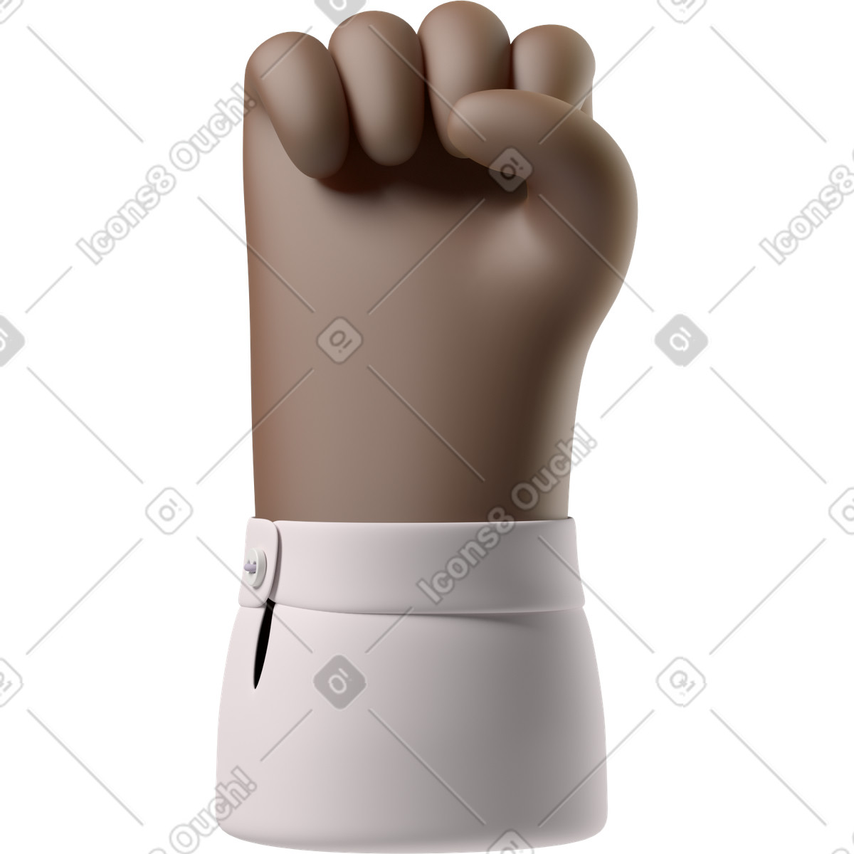 Ilustración Puño de una mano piel negra levantada en estilo 3D Hands Fun&Wild a descargar en PNG y SVG
