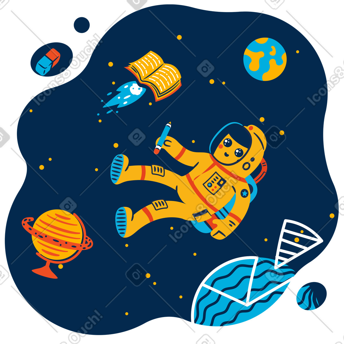 Galaxie des studiums-Illustration im Flame-Stil als Download in PNG, SVG