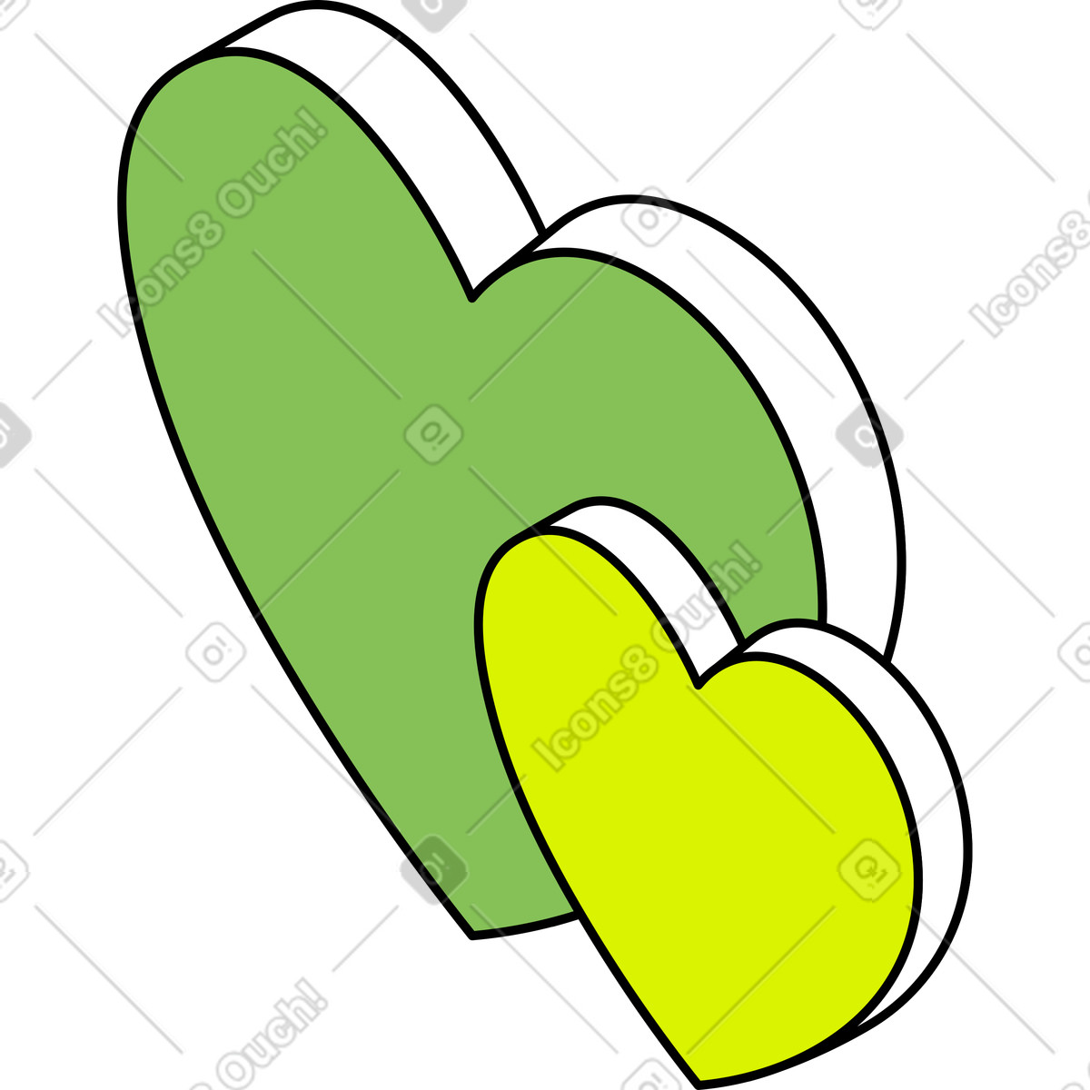 Ilustración Dos corazones en estilo Isometric a descargar en PNG y SVG