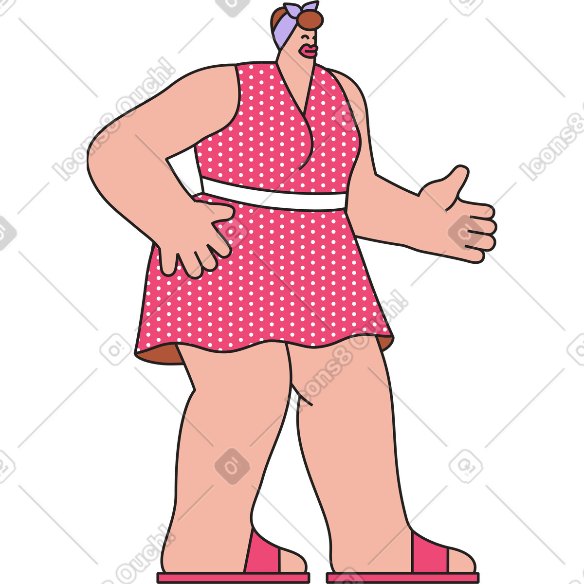 Ilustración Mujer con un vestido de lunares en estilo Dazzle a descargar en PNG y SVG