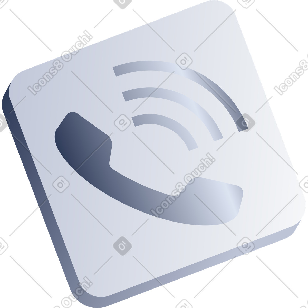 Phone icon in square illustration Lucent style download PNG, SVG