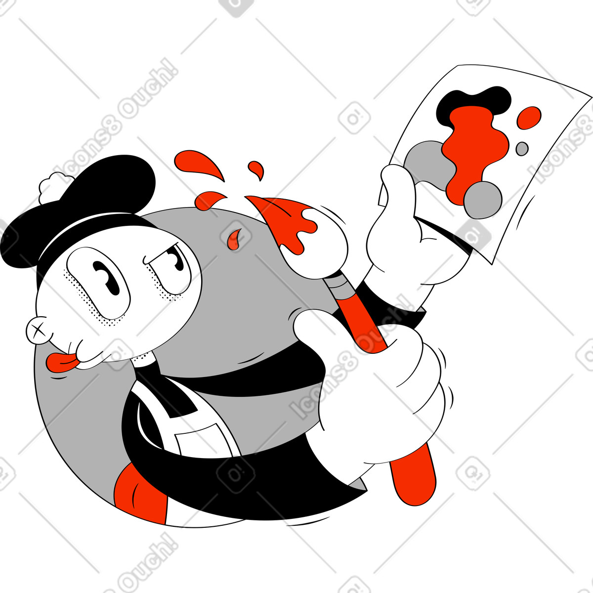 Artist creating an abstract work illustration painting clipart graphics