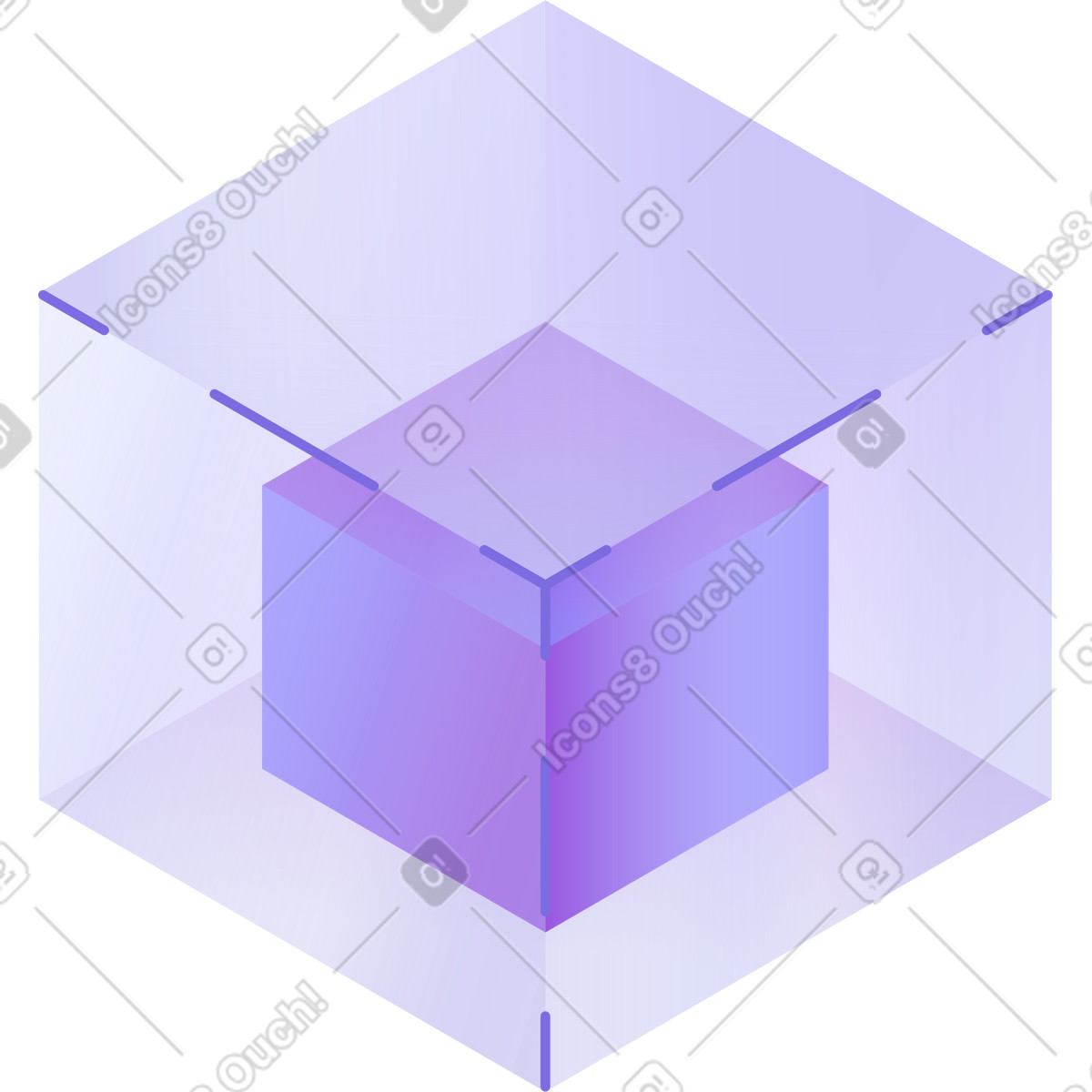 Cube in illustration Hi-tech style download PNG, SVG
