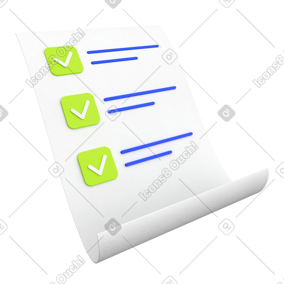 Illustration Liste de contrôle dans le style 3D Enterprise à télécharger aux formats PNG, SVG