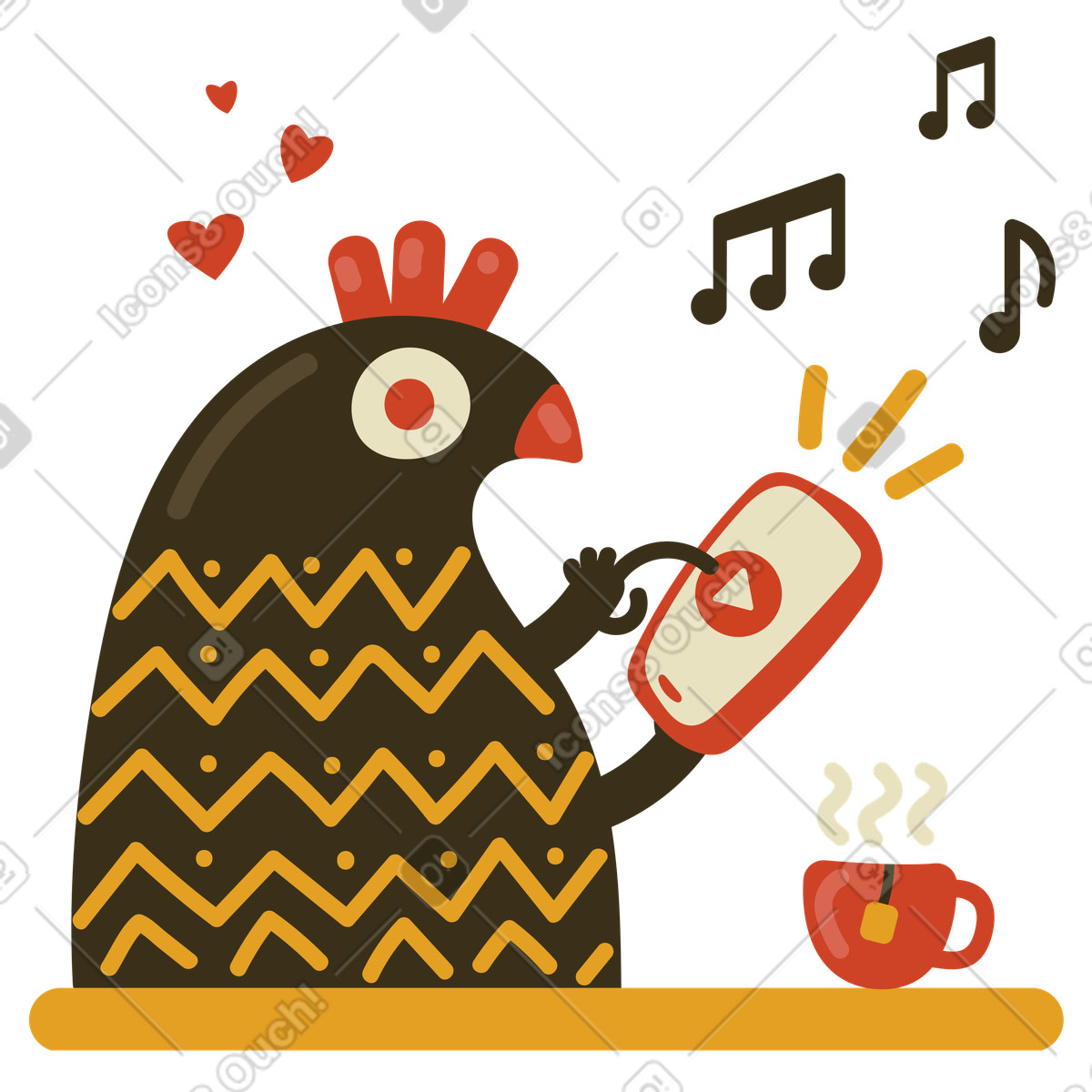 Ilustração de Escutar musica em no estilo Arabica para baixar em PNG, SVG