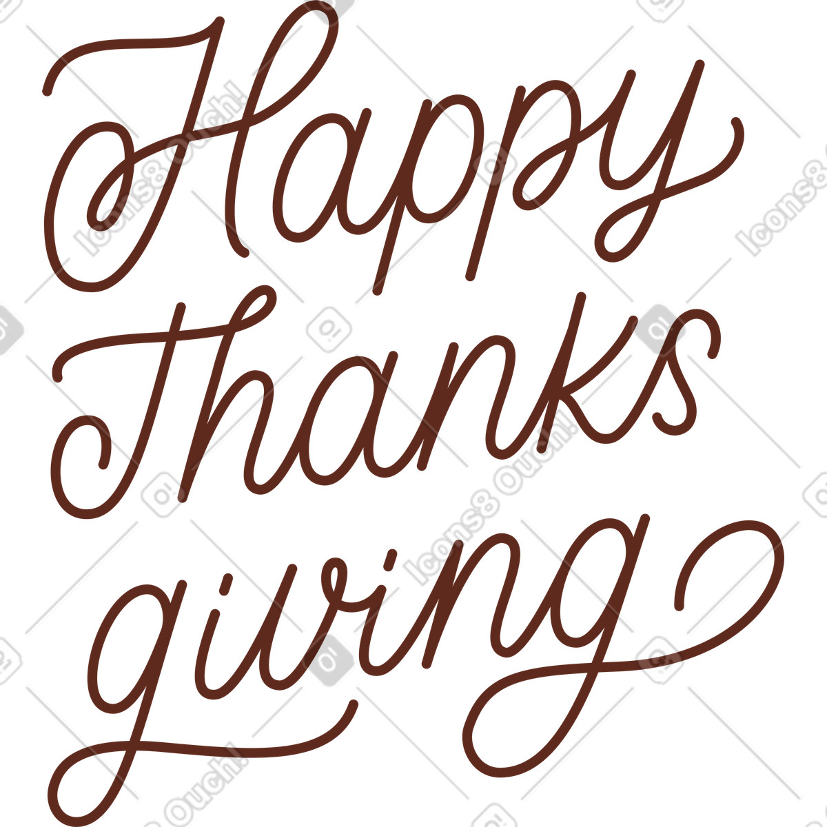 Testo calligrafico buon ringraziamento illustrazione in stile Postcards scarica in PNG, SVG