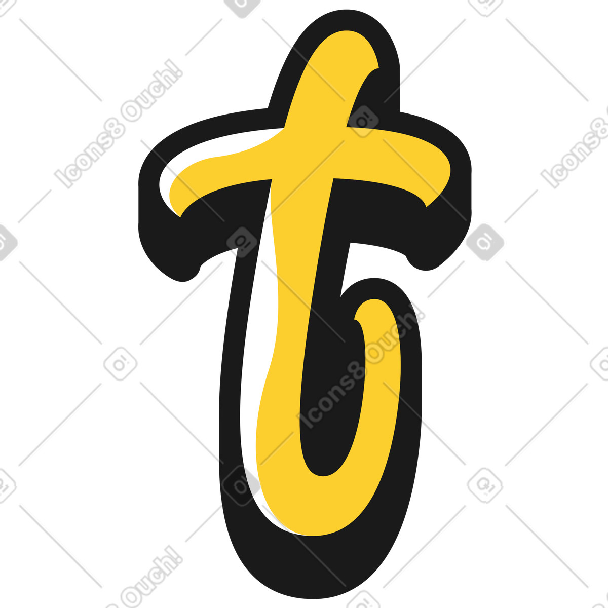 Lowercase letter t illustration in Taxi style download in PNG, SVG