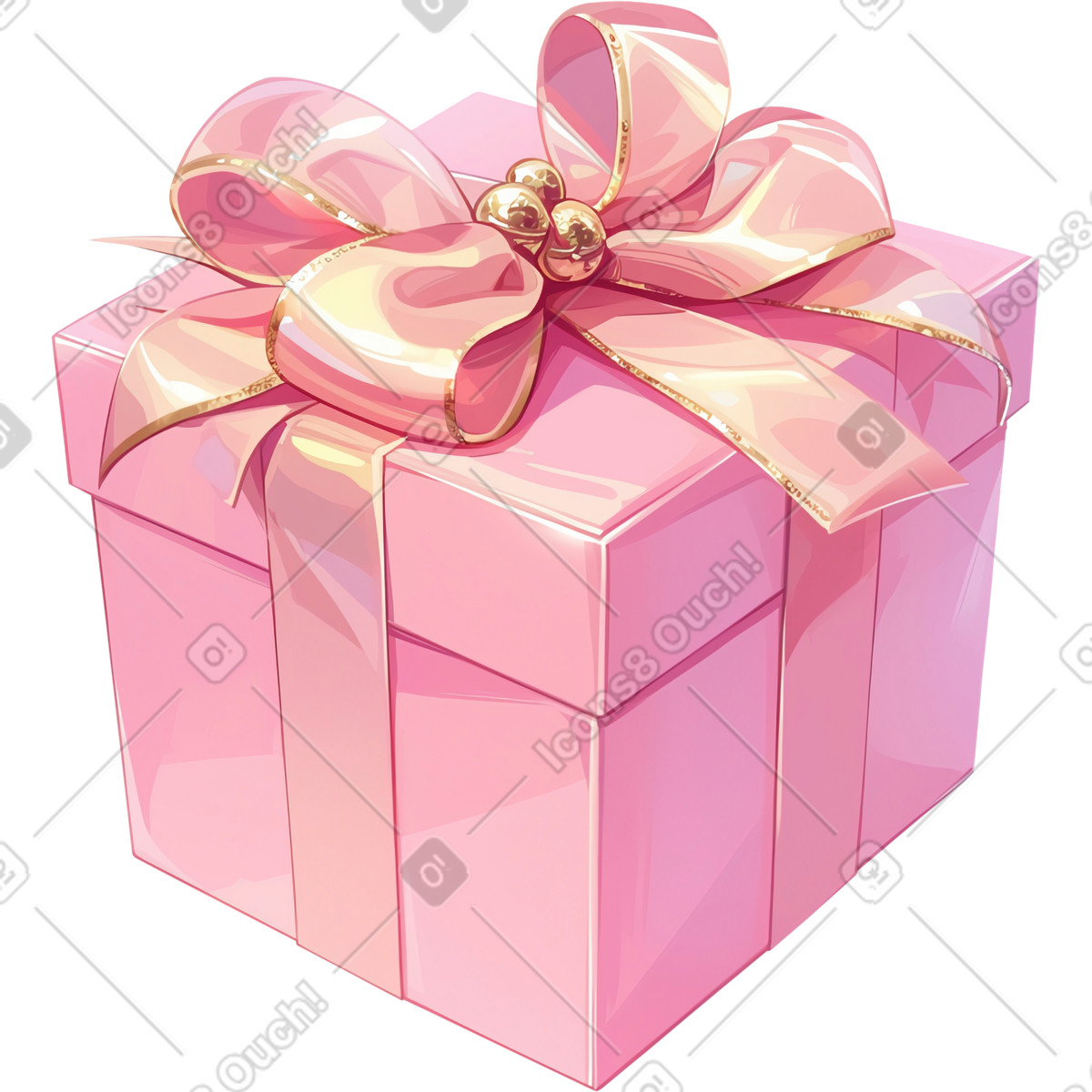 Pink gift box illustration in Glazy style download in PNG, SVG