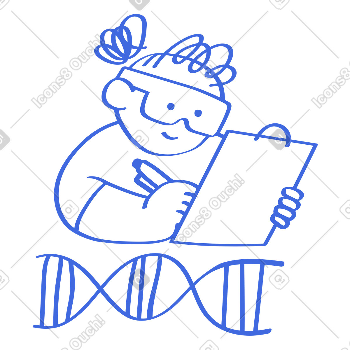 Ballpoint Pen 스타일의 Scientist writing notes on clipboard with dna helix below 일러스트레이션 PNG, SVG 다운로드