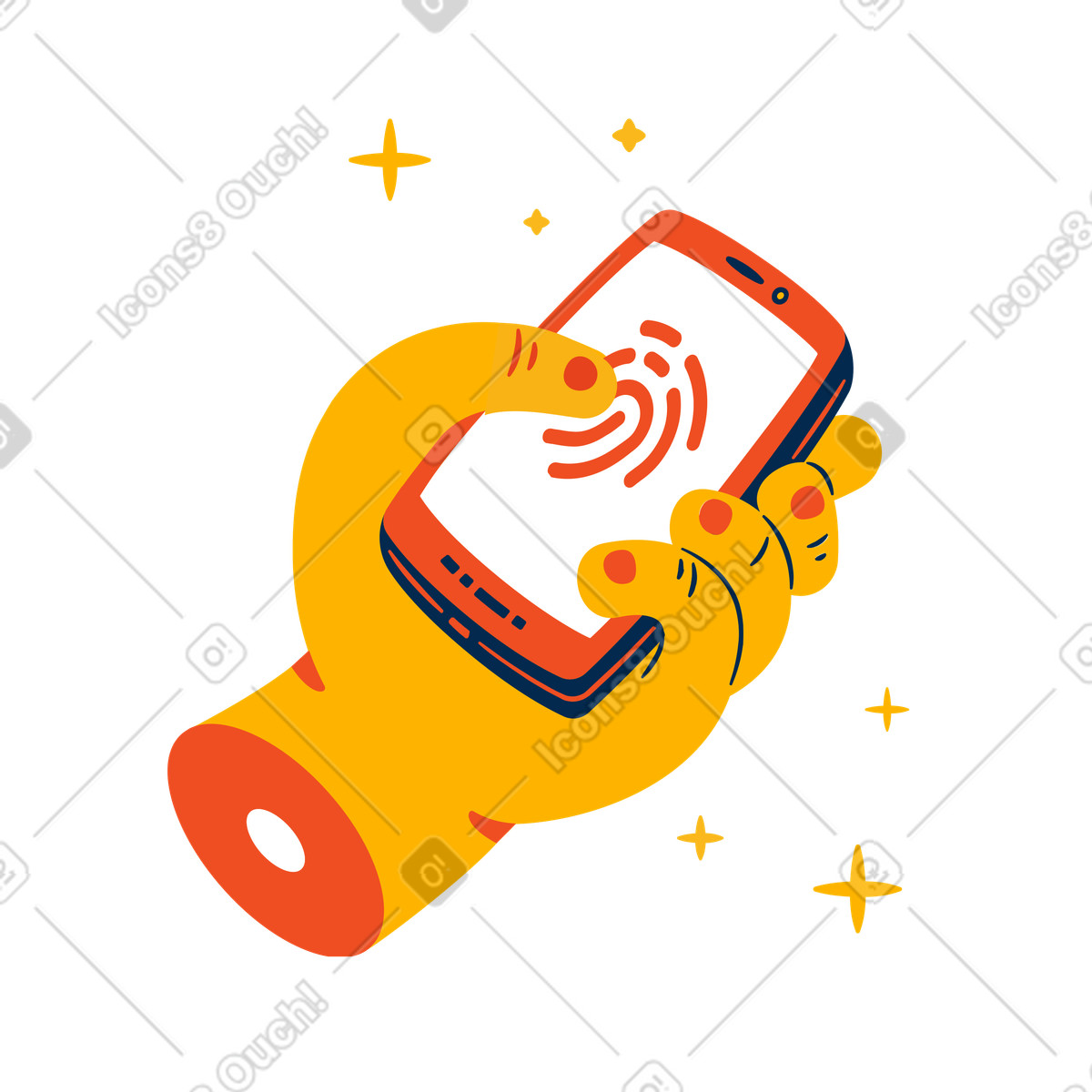 Fingerprint authentication illustration in Flame style download in PNG, SVG