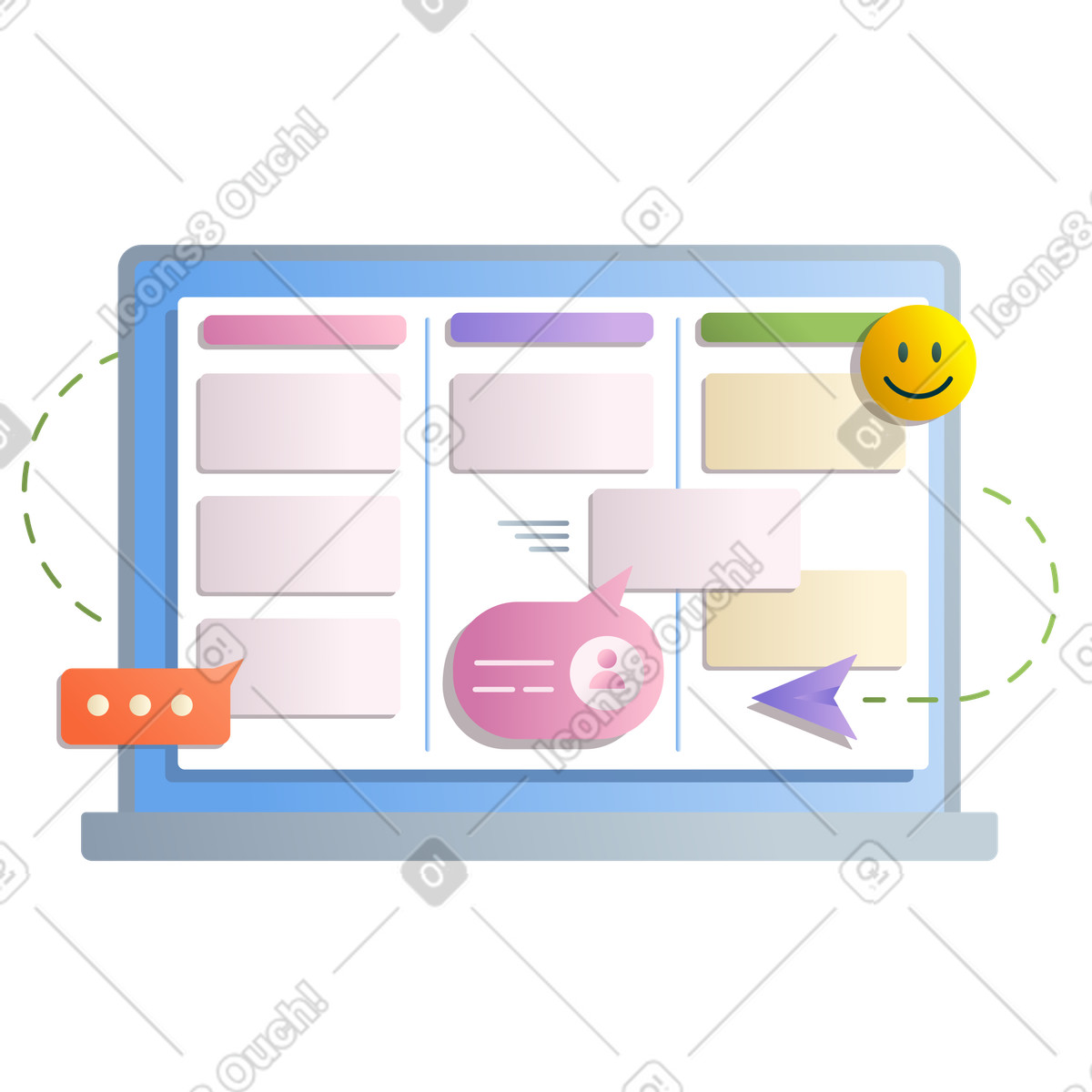 Kanban board illustration in Silky style download in PNG, SVG