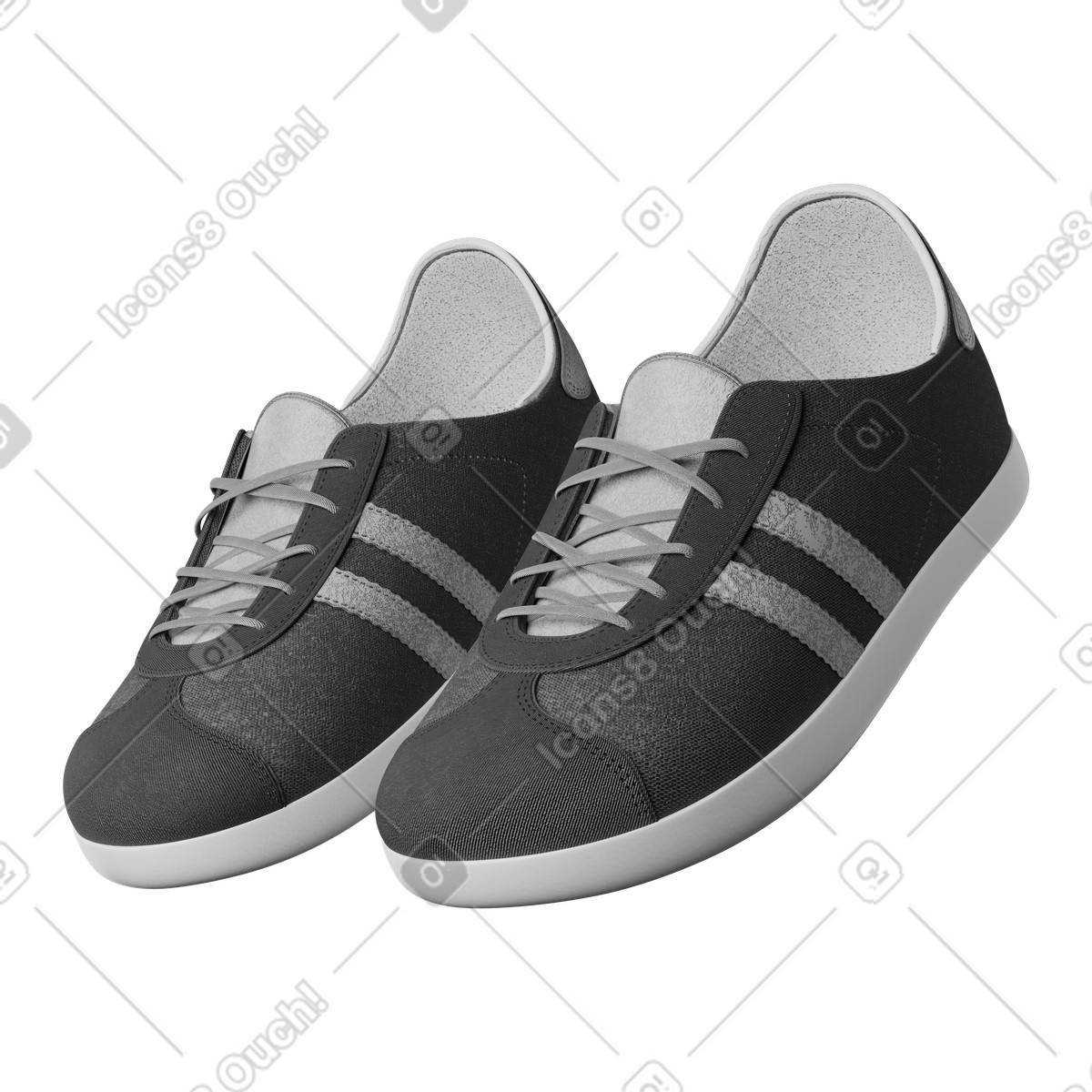 Dark Grey Sneakers illustration in 3D Kindy style download in PNG, SVG