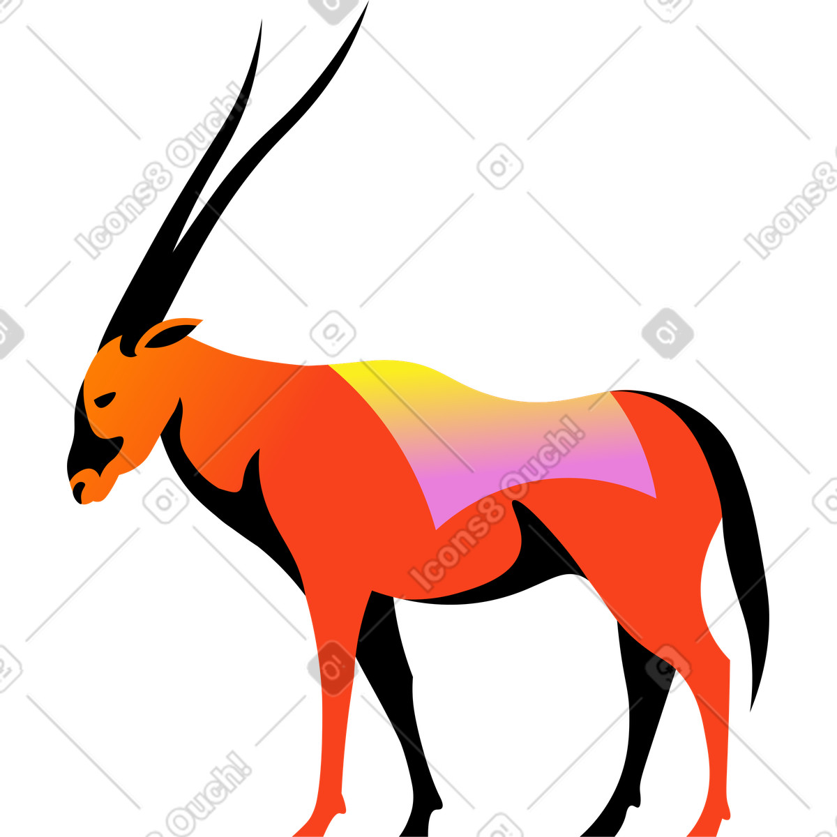 Stier watussi-Illustration im Amani-Stil als Download in PNG, SVG
