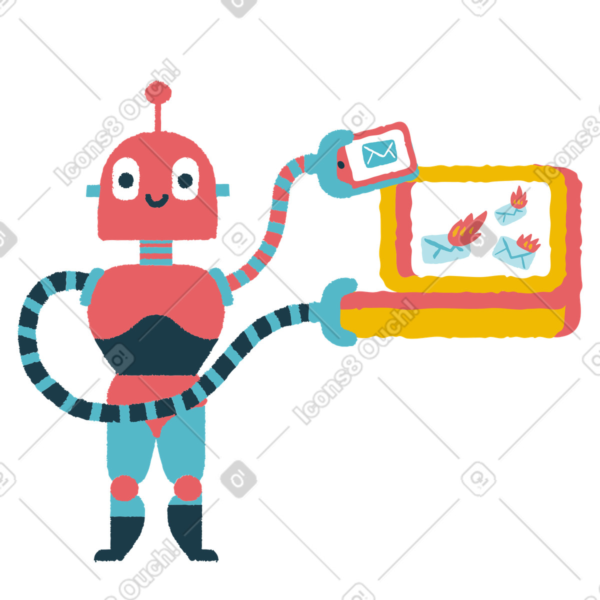 Ilustração de Monte e-mails em no estilo Flamenco para baixar em PNG, SVG