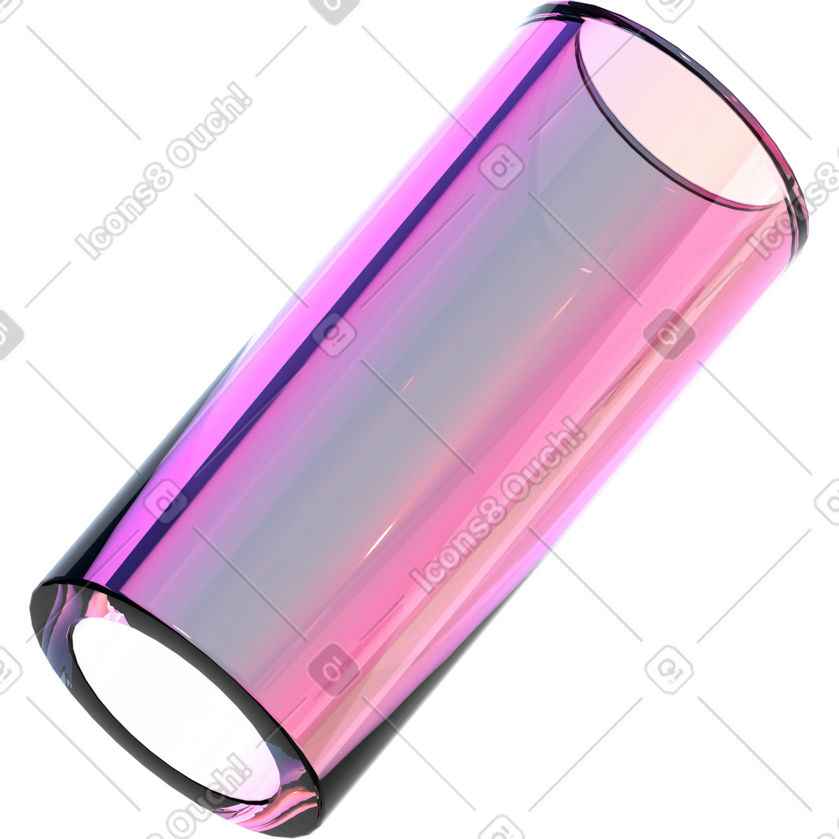 Illustration Pipe en verre avec finition irisée réfléchissante dans le style 3D Glassy à télécharger aux formats PNG, SVG
