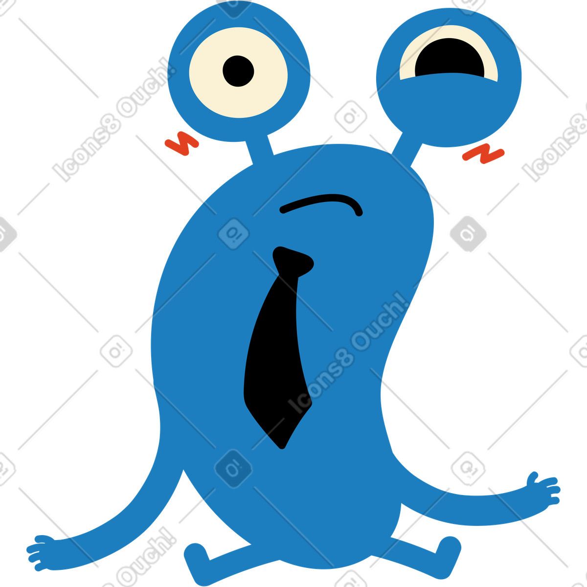 Illustration Le personnage bleu est confus dans style Jelly à télécharger aux formats PNG, SVG