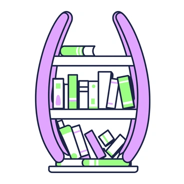 A bookshelf in the shape of a wishbone stands prominently in the center of the room. This unique structure is elegantly designed, featuring two symmetrical curves that meet at the top. The shelves are filled with a variety of books, each with distinct covers and sizes. Some books are stacked upright, while others are placed horizontally. Each book has intricate details on its spine, showcasing different titles and designs. The background consists of a plain wall that highlights the shape and contents of the bookshelf, drawing the viewer's attention to this creative and functional piece of furniture.