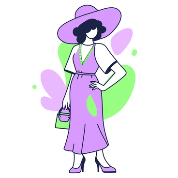 A striking illustration of a woman wearing an oversized, dramatic hat in a vibrant color