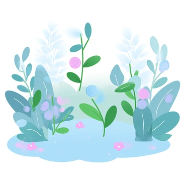 A garden filled with various plants, each adorned with coins that resemble ripe fruits hanging from their branches. The plants vary in height and leaf shapes, some with broad leaves while others have slender ones. The ground is covered with soft grass, and patches of vibrant flowers are scattered throughout, adding color to the scene. Sunlight filters through the leaves, creating a dappled light effect on the garden floor. In the background, there are more lush plants creating a sense of depth and abundance.