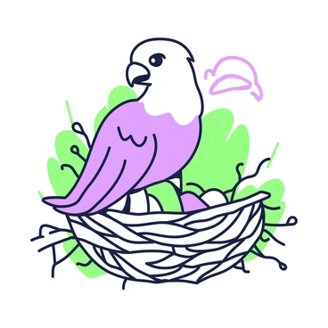 An eagle is sitting protectively on its nest, which is built of twigs and branches. The eagle has a sharp beak and piercing eyes, showcasing its strong posture as it gazes around. The nest is nestled on a cliff edge, surrounded by greenery and a hint of open sky in the background. There are small eggs visible within the nest, highlighting the eagle's role as a guardian. The nest is intricately detailed with various textures of the branches.
