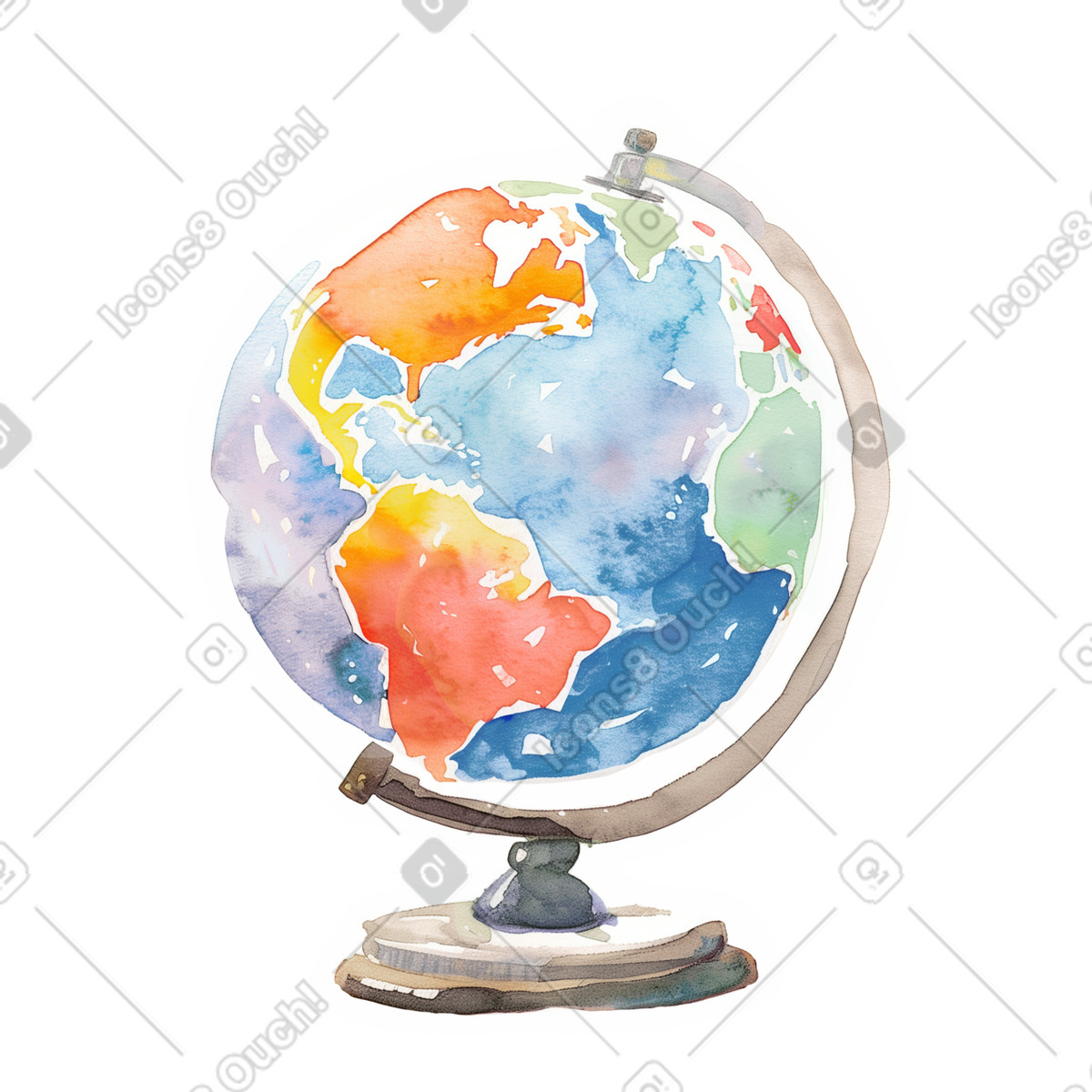 3D spinning earth globe illustration clipart icon for geography themes