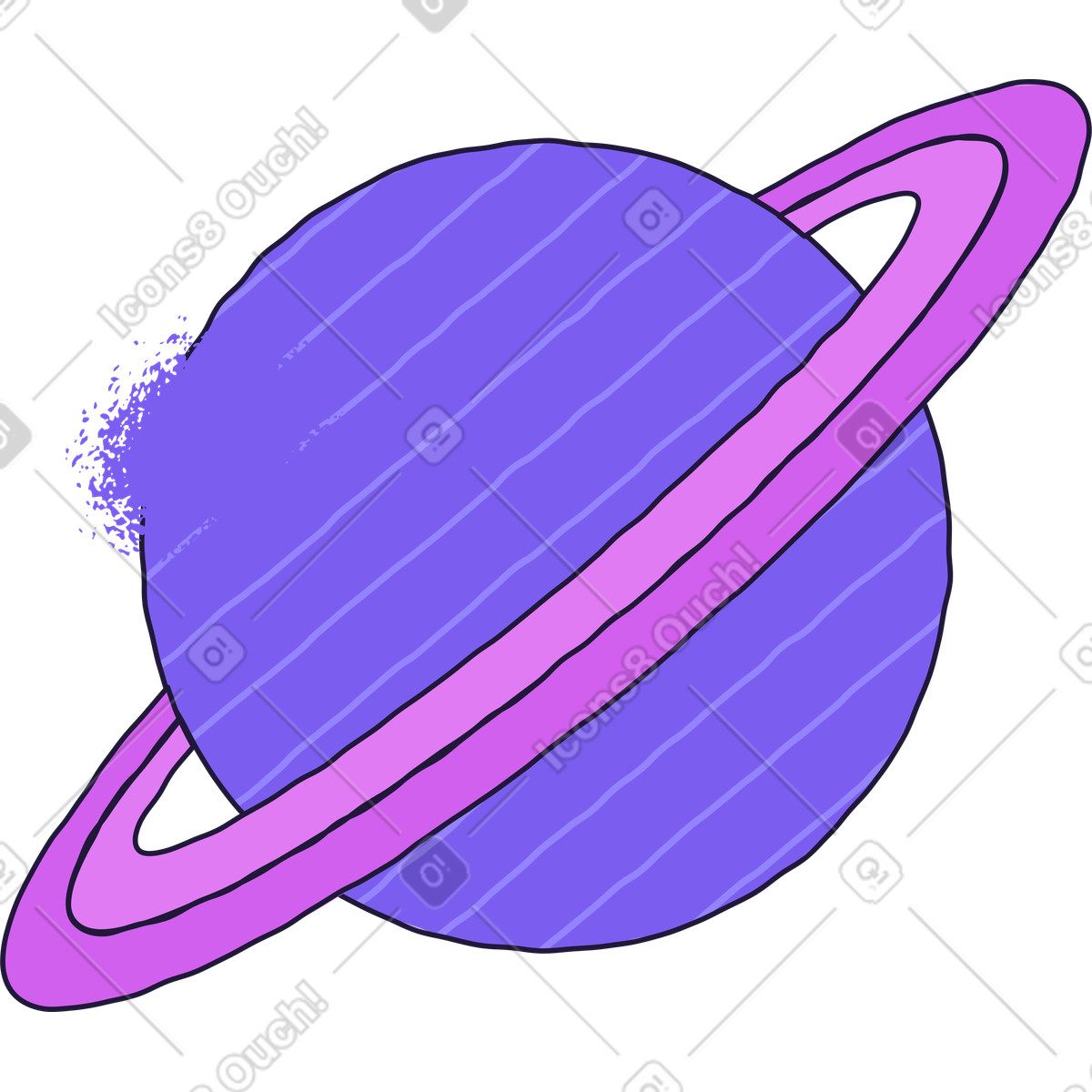 Saturn-Illustration im Conifer-Stil als Download in PNG, SVG