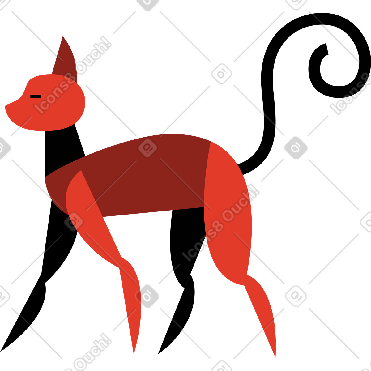 Gatto illustrazione in stile Burgundy scarica in PNG, SVG