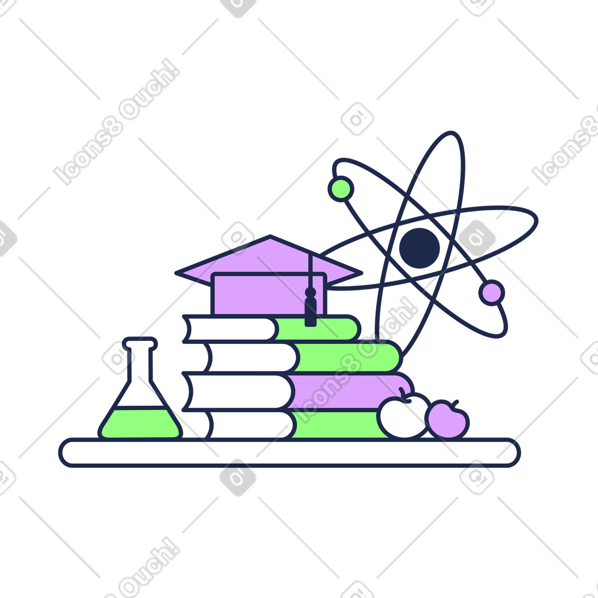 Natural science and school supplies illustration in Outline style download in PNG, SVG