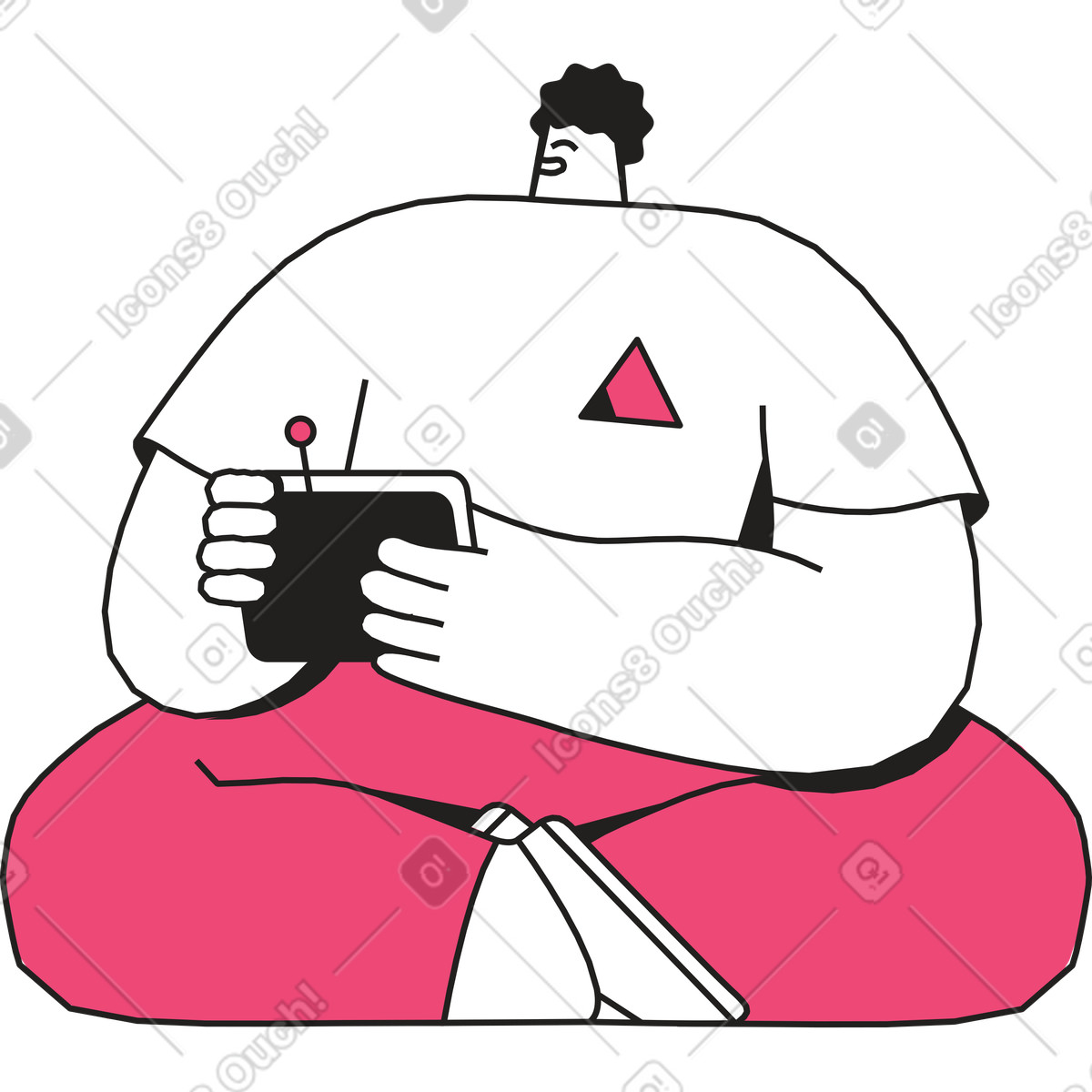 Ilustración Hombre sentado con mando a distancia en estilo Dazzle Line descargar en PNG y SVG