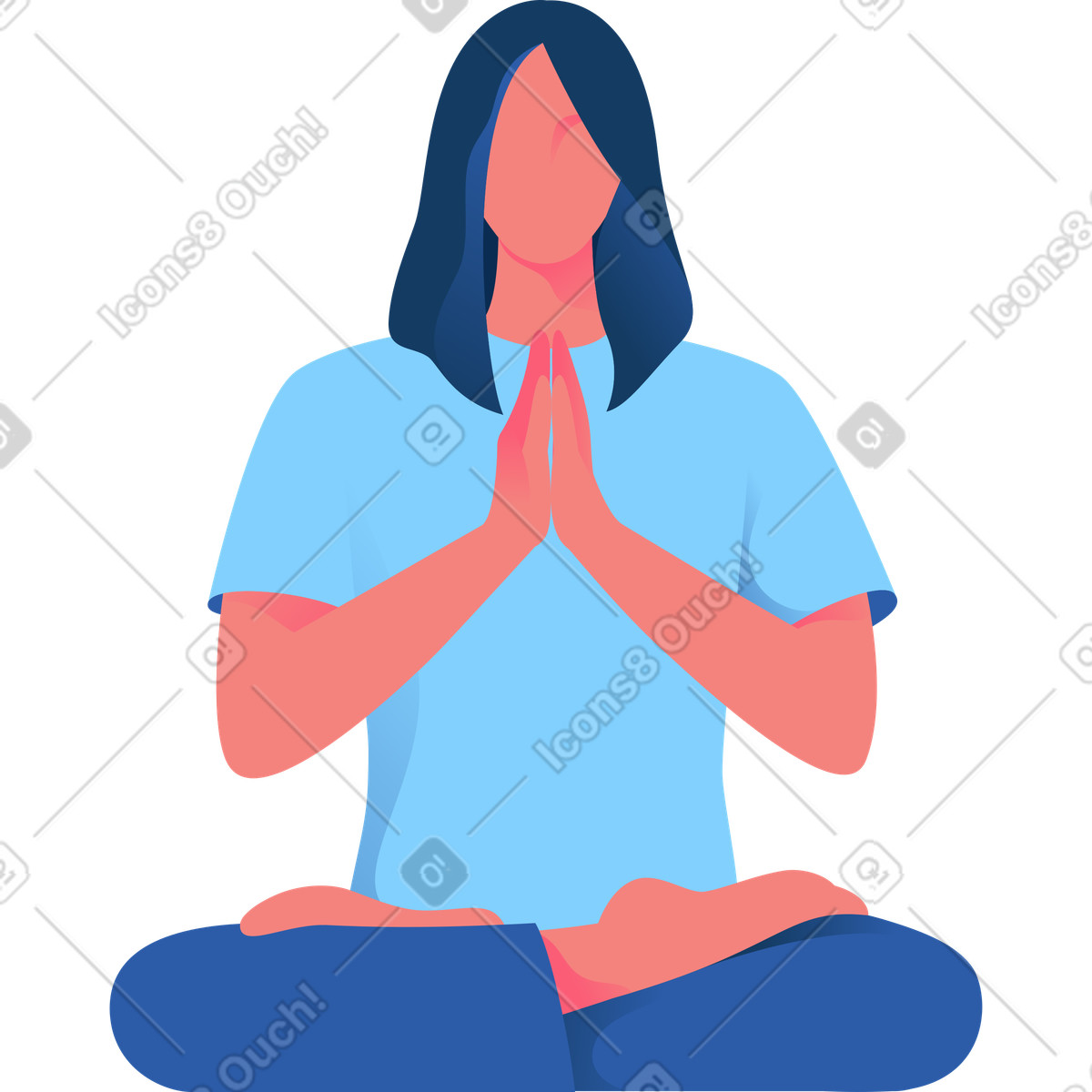 Daily 스타일의 명상하는 여자 일러스트레이션 PNG, SVG 다운로드