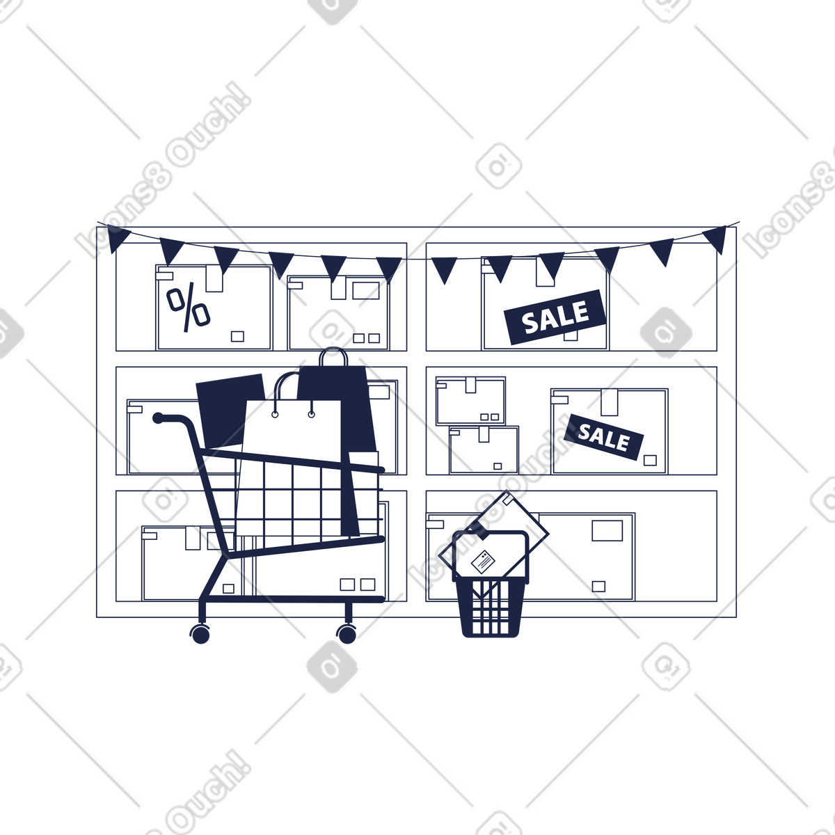 Saldi del black friday illustrazione in stile Urban Line scarica in PNG, SVG