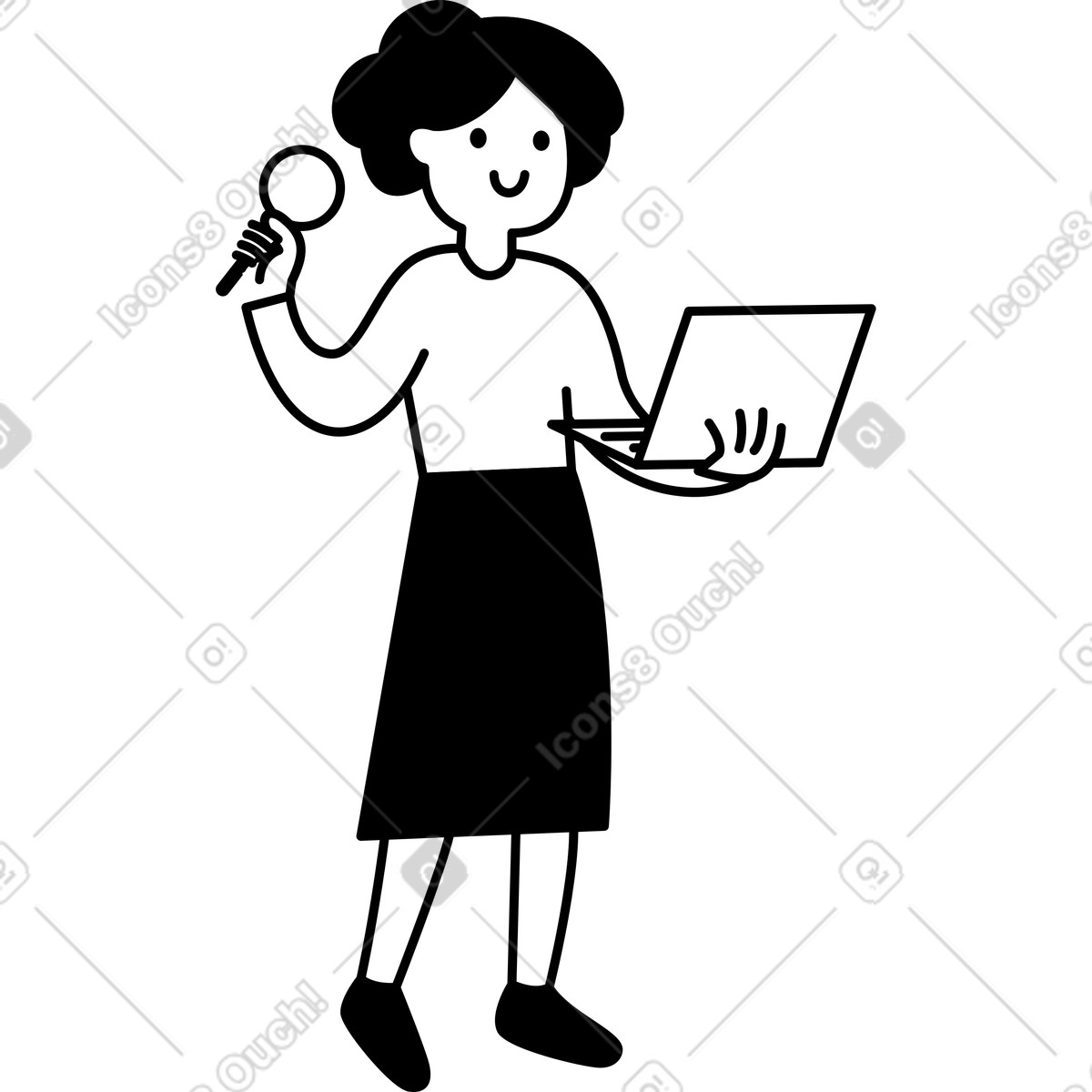 Иллюстрация Laptop user holding ball and smiling during casual work break в стиле Notion Line Art — скачать в форматах PNG, SVG