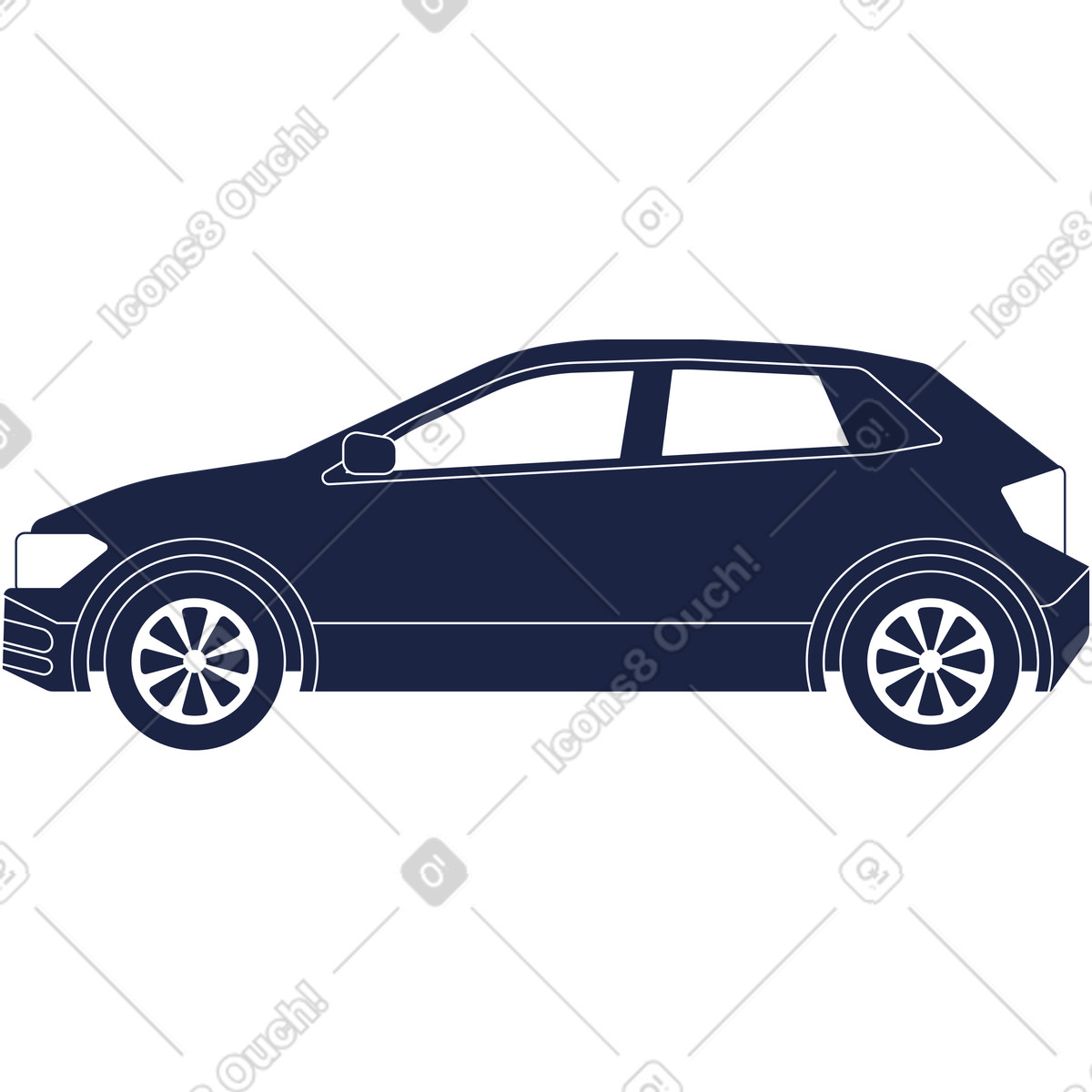 Ilustración Vista lateral de la camioneta pasajeros azul oscuro en estilo Urban Line a descargar en PNG y SVG