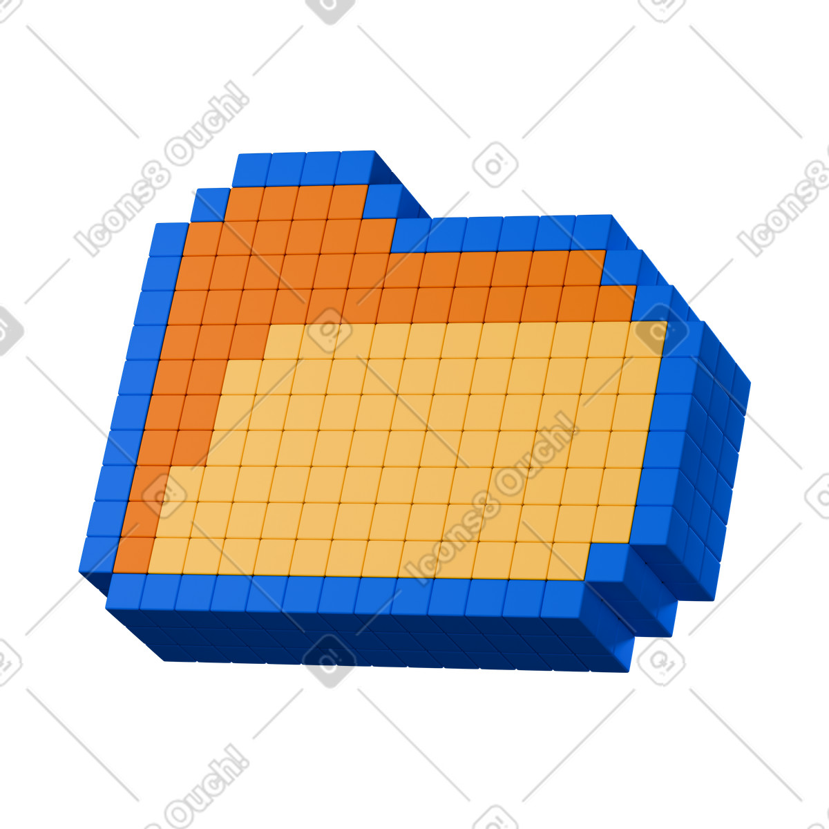 Isometric Colorful Voxel Folder illustration in 3D Stickle style download in PNG, SVG