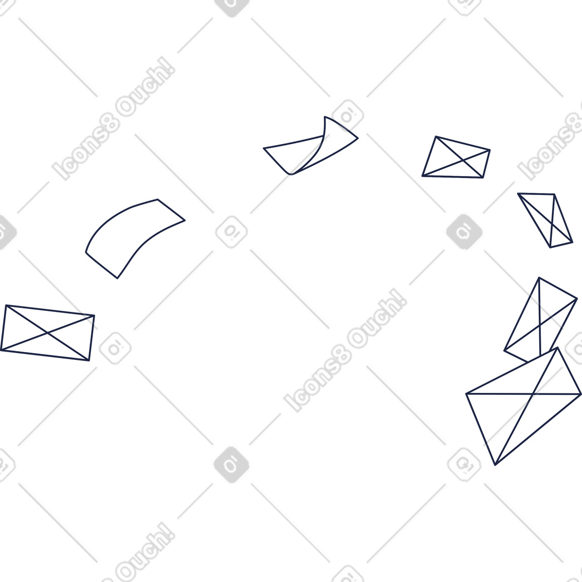 Several envelopes flying to the mailing list illustrazione in stile Urban Line scarica in PNG, SVG