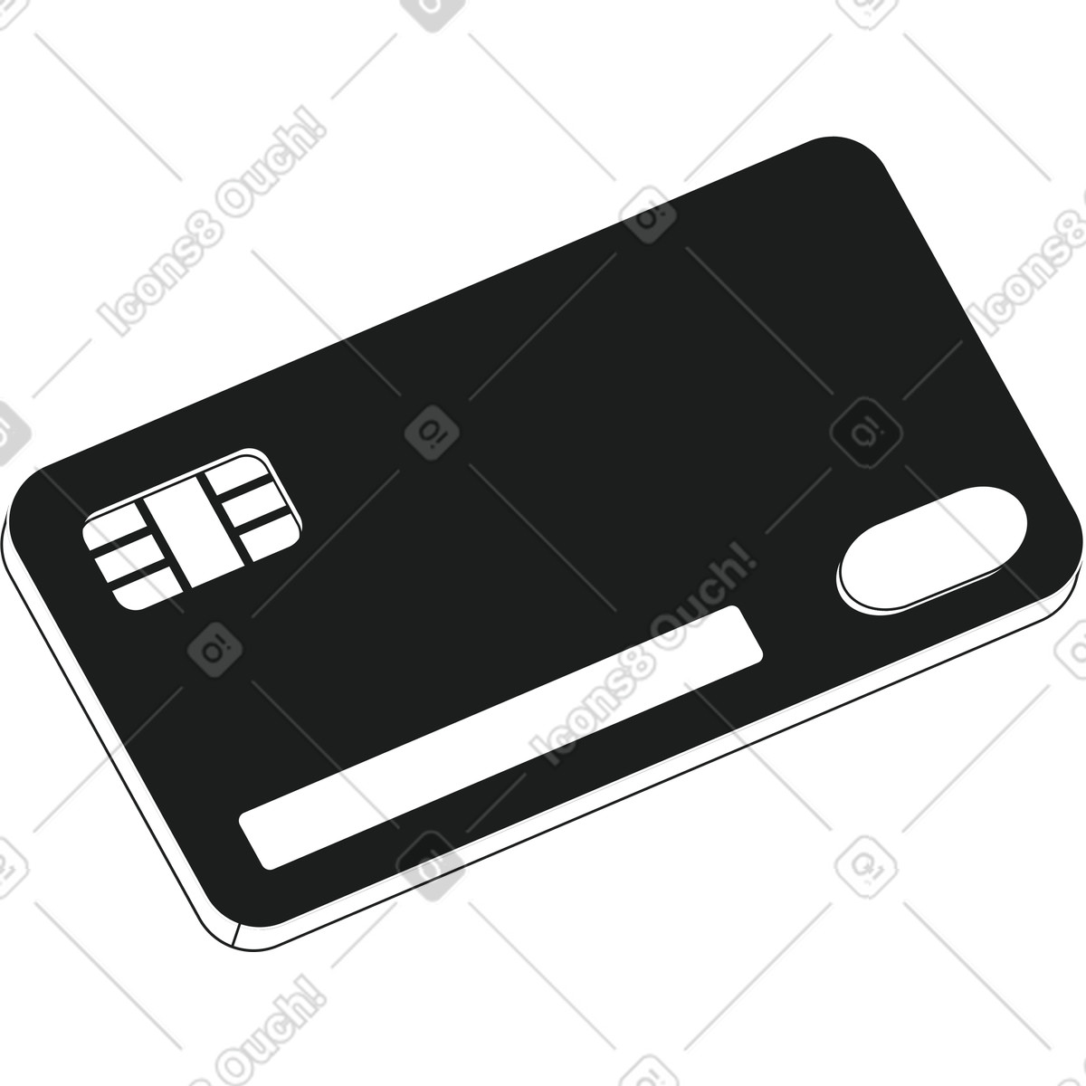 Black card illustration in Strict style download in PNG, SVG
