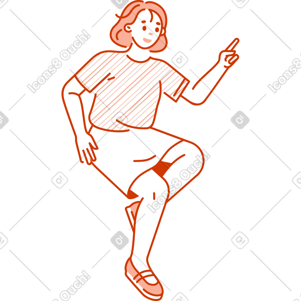 Ilustración Young woman showing something with hand en estilo Natty a descargar en PNG y SVG