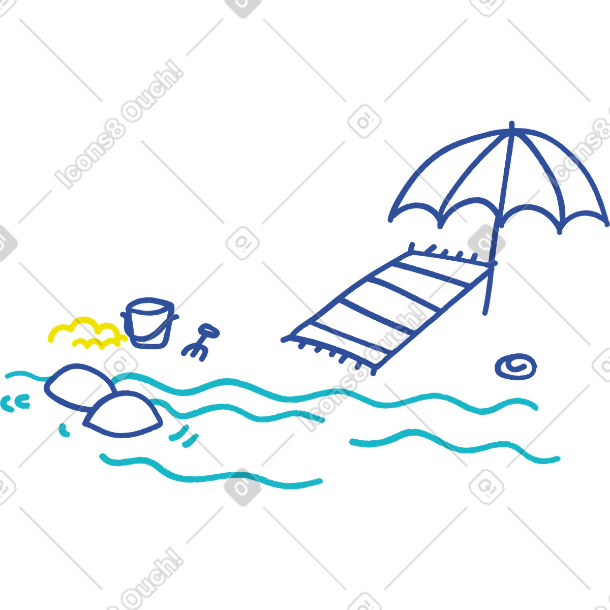 Strand-Illustration im Lime-Stil als Download in PNG, SVG