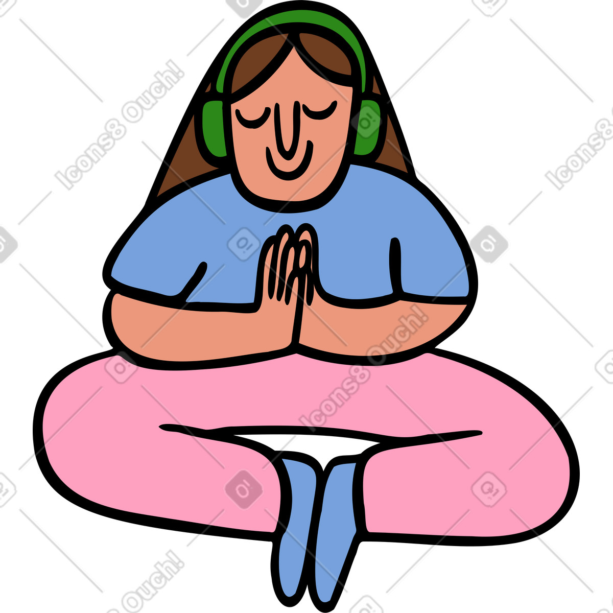 Ilustración Mujer meditando en estilo Comic a descargar en PNG y SVG