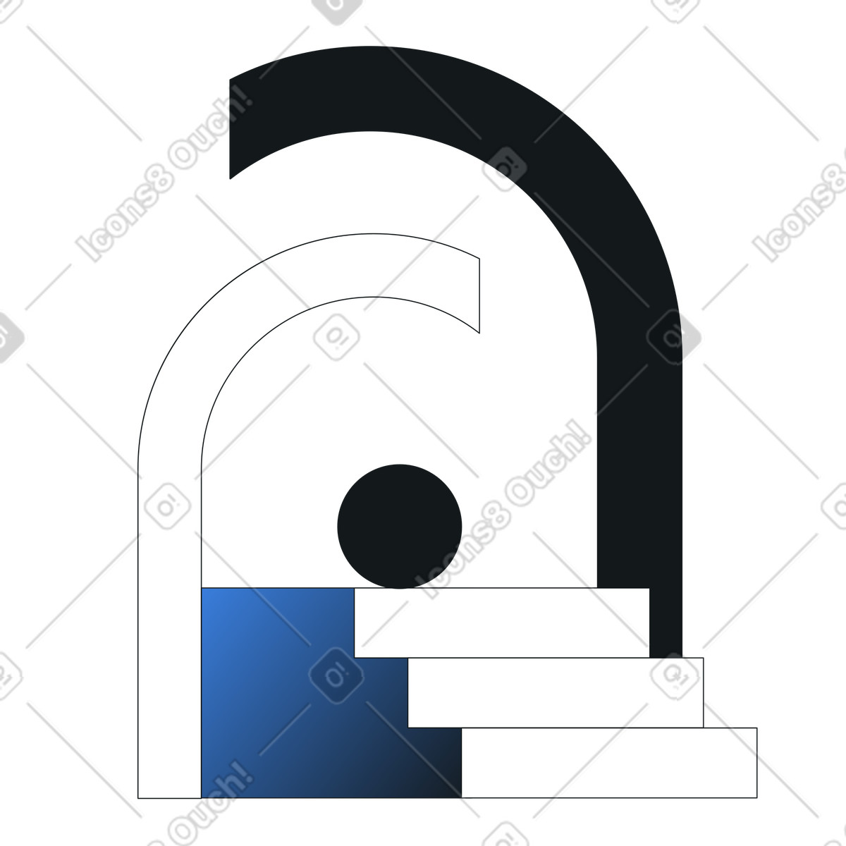 Arch, Stairs and Ball, Account Login, Welcome illustration in Midnight style download in PNG, SVG