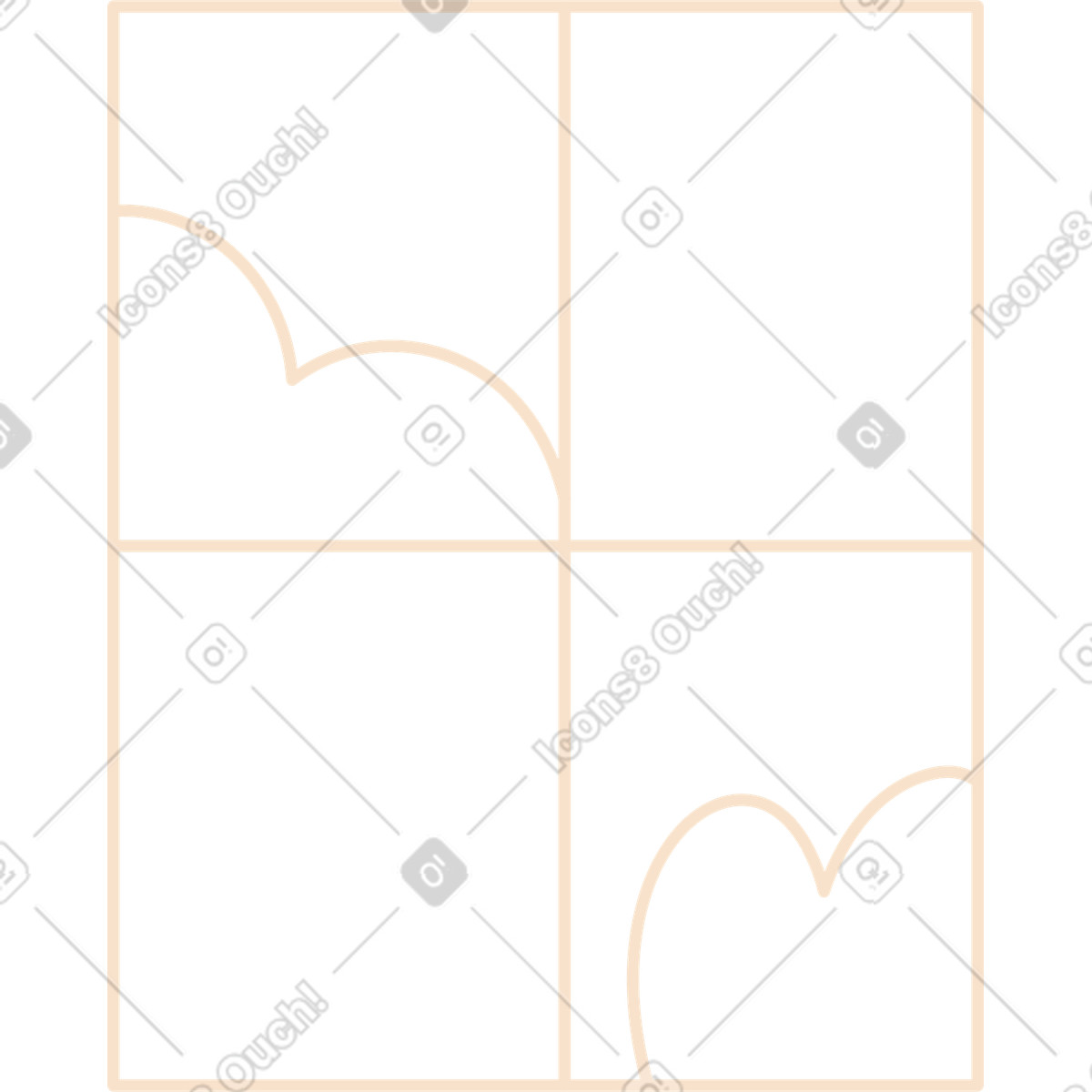 Folks スタイルの 背景に茂みのある小さな窓 のイラストをPNG、SVG形式でダウンロード
